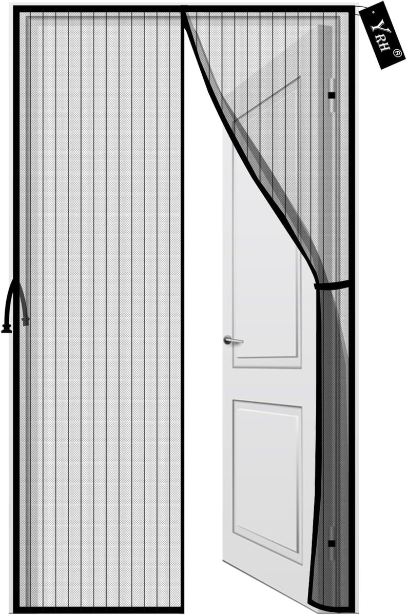 Thijox - Magnetisch Deurhor 120 x 220 cm, Vliegenhor met Zijgesp, Versterkt Polyester Gaas