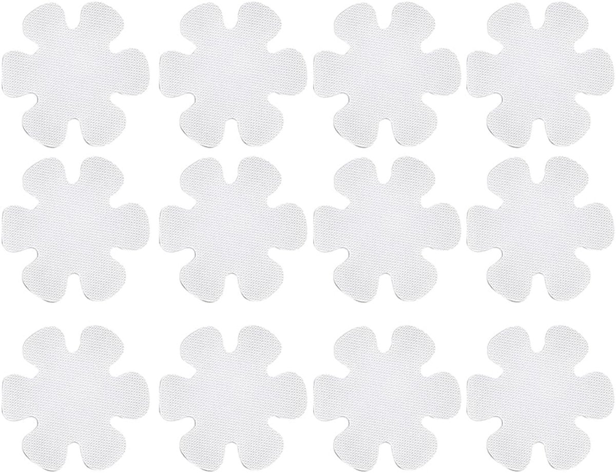 Thijox - Antislipstickers voor Badkamer, 12 Stuks, Zelfklevend, Veilig voor Badkuip en Douche, Bloemvorm, Transparant, 10 cm, Antislip voor Kinderen e