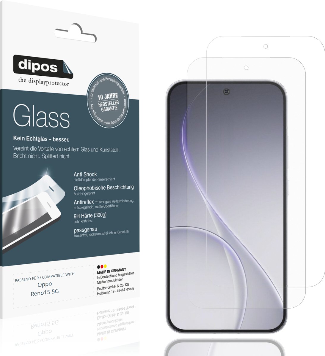 dipos – 2x Matte Pantserfolie geschikt voor Oppo Reno15 5G | 9H Screenprotector