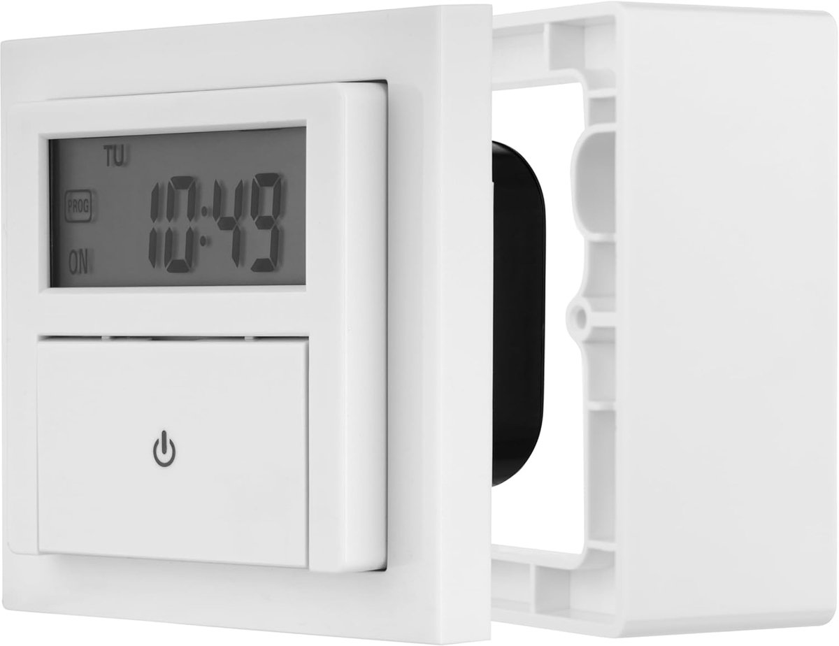 SnelShoppen - Digitale Inbouwtimer 8x5.5x8 cm Wit - Programmeerbare Timer met 20 Schakelingen, Countdownfunctie, Voor Thuis, Tuin, Keuken en Feestjes