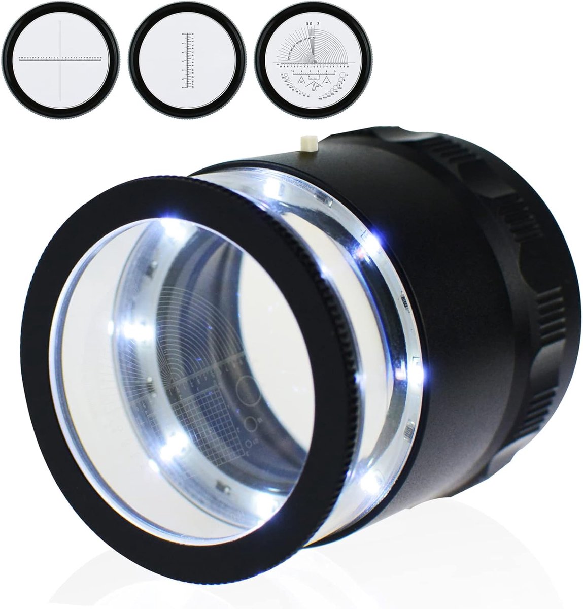 SnelShoppen - Vergrootglas 10x Vergroting met 8 LED Lichten - Optisch Glas 25mm Juweliers Oog Loupe voor Schaal Diagram en Detailweergave