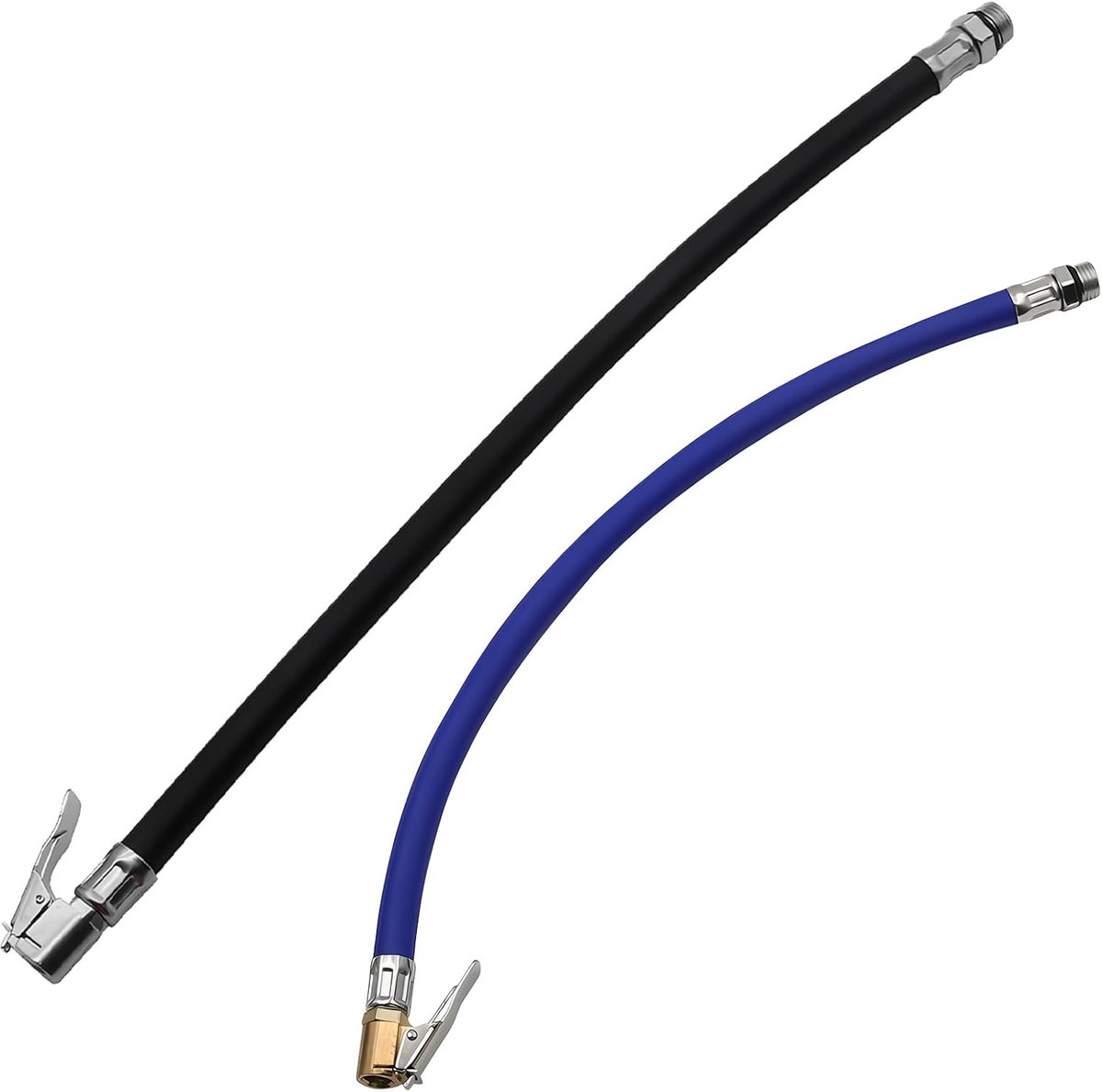 SnelShoppen - 2 Stuks Bandenpomp Slang - Luchtpompadapter 12,5mm x 37cm - Ventielverlenging voor Auto, Motor, Fiets - Flexibele Hevelaansluiting - Zwa