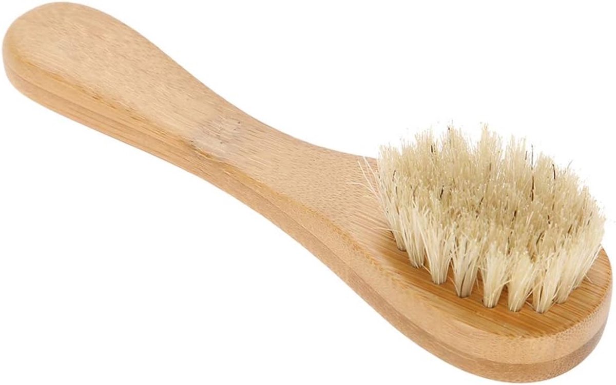 SnelShoppen - Houten Gezichtsborstel Exfoliatie - Droge Borstel voor Gezicht, Lichaam, Wenkbrauwen - Ergonomisch Ontwerp - Duurzaam en Effectief voor