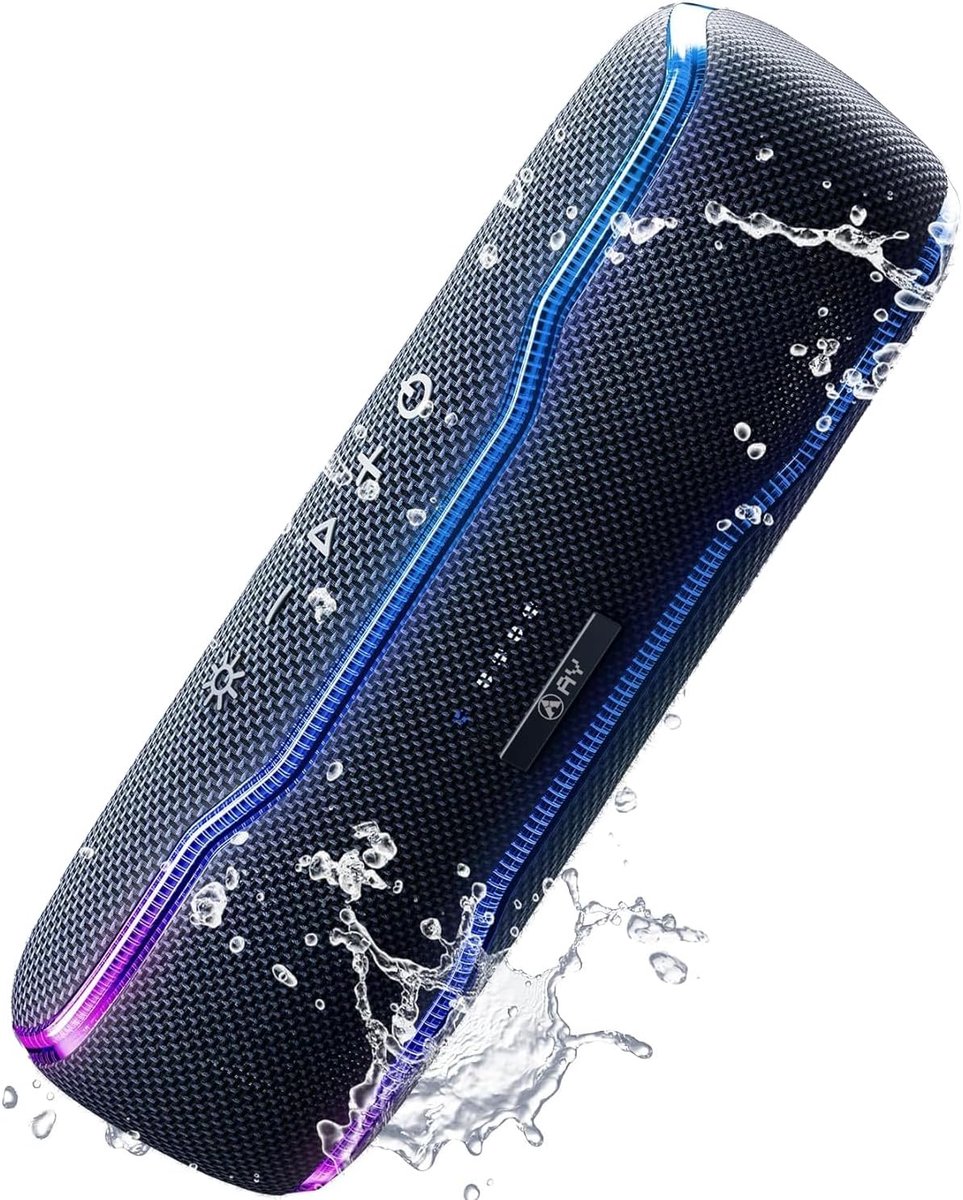 SnelShoppen - Draagbare Bluetooth Speaker IPX7 Waterdicht met Kleurrijk Licht, Rijke Bas, Ingebouwde Microfoon, 24u Batterij voor Feestjes, Buiten, Th
