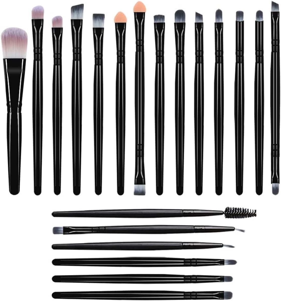 SnelShoppen - Professionele Make-up Kwastenset 20 Stuks voor Oogmake-up, Draagbare Oogschaduwborstels, Ergonomische Handgrepen, Zachte Borstelharen vo
