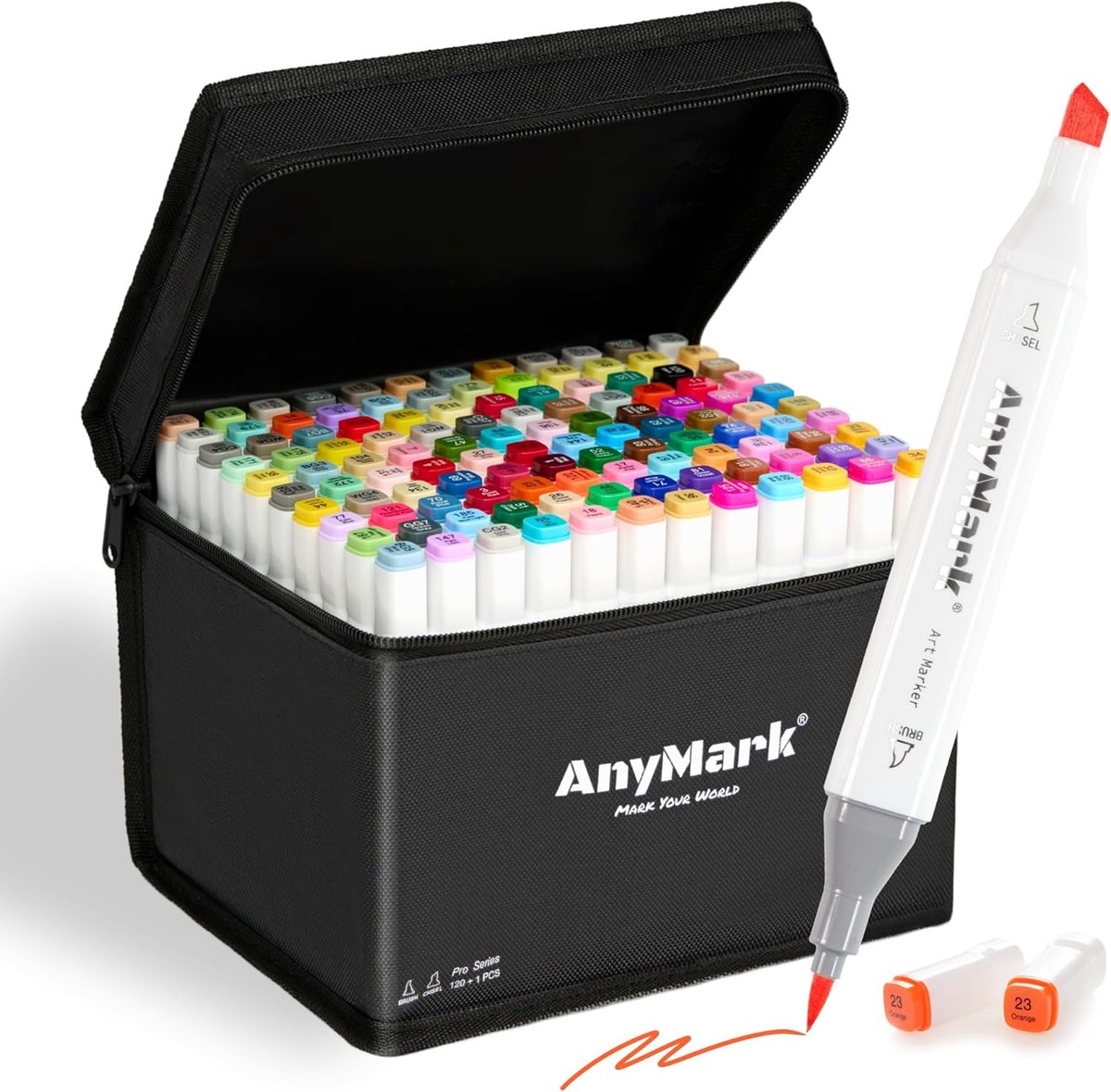 SnelShoppen - 120+1 Kleuren Alcohol Markers met Brush & Beitelpunt, Dual Tip Alcoholmarkers voor Illustraties, Manga, Handlettering & Kleuren