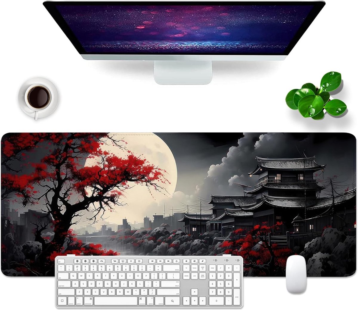 SnelShoppen - Bureauonderlegger XL Muismat 80x30 cm - Gaming Muismat voor PC - Professionele Gamer Muismat - Bureauaccessoires in Japanse Retrostijl