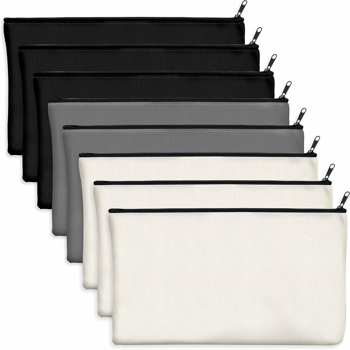 Thijox - 15 Pack Katoen Canvas Rits Zakken Pouches voor DIY Craft, Make-up, Cosmetische Toilettas, Stationaire Opslag, Multi-kleurig, Handige Rits Slu