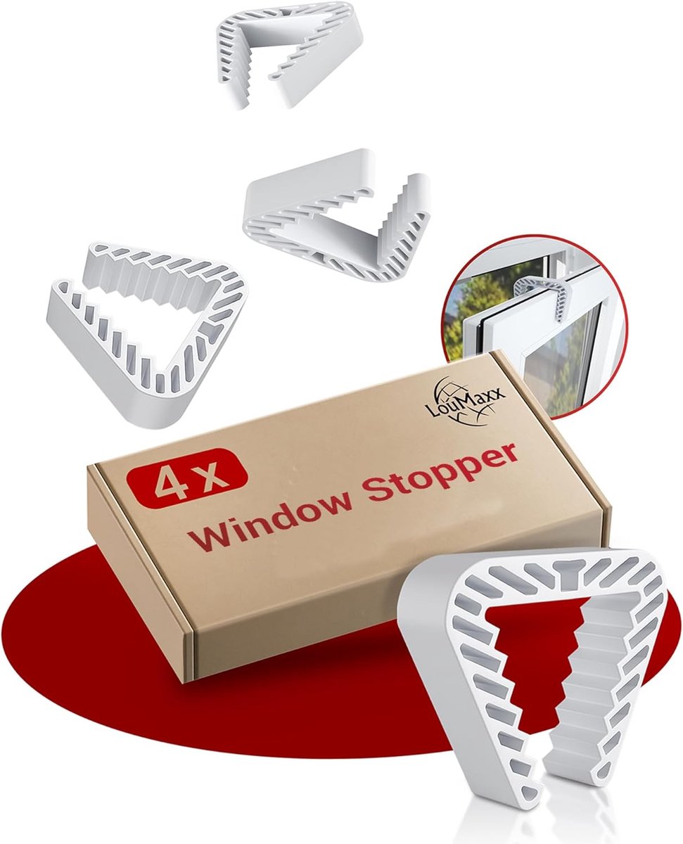 SnelShoppen - Window Stoppers - Venster Klemmen Set van 4 - Veiligheid voor Kinderen en Huisdieren - Voorkomt Dichtslippen van Ramen en Deuren