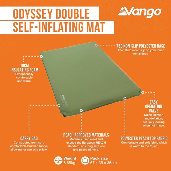 Zelfopblazende slaapmat [Amazon Exclusive], 10 cm diep voor kamperen, extra matras, Epsom Green — afbeelding 3