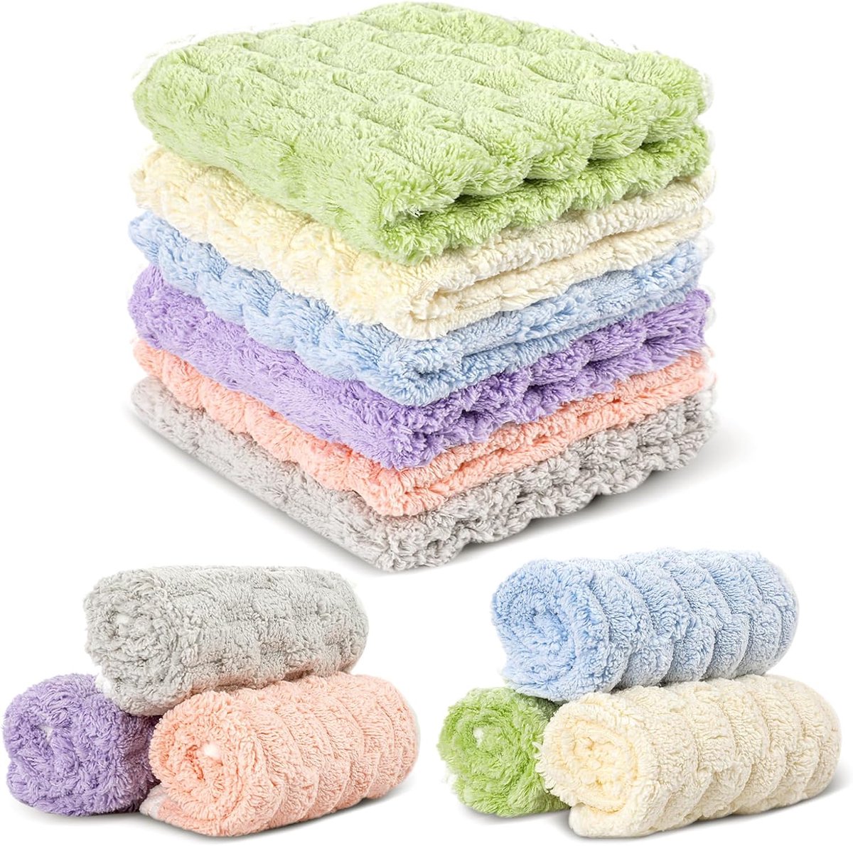 SnelShoppen - Flannel Gezichtsdoeken Set van 6 - Herbruikbare Microvezel Make-up Verwijderdoeken - Ultra-zacht en Absorberend - Ideaal voor Gezichtsre