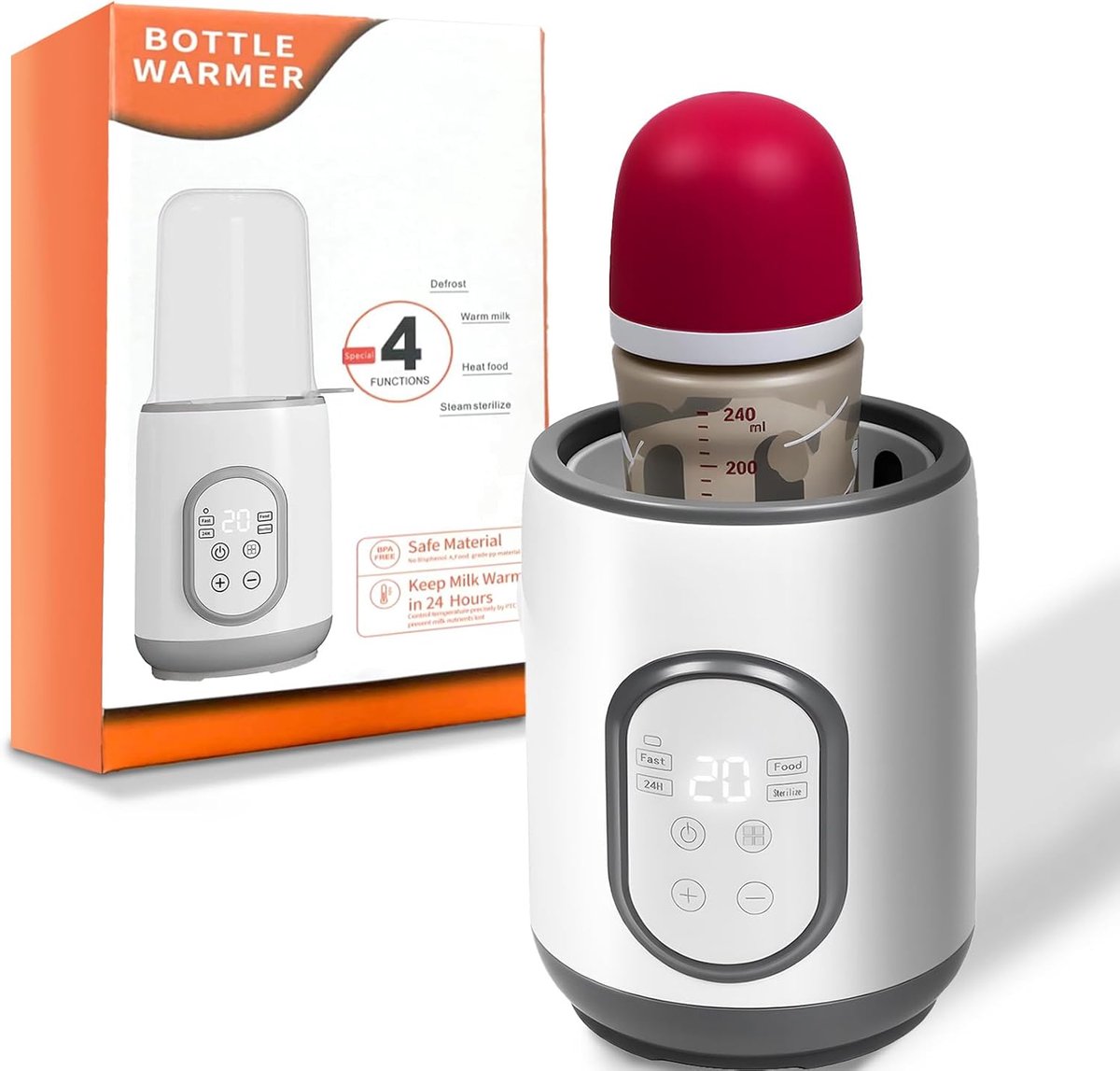 SnelShoppen - 8-in-1 Flessenwarmer en Sterilisator voor Babyflessen, Elektrische Flessenwarmer met LCD Scherm, Touchscreen, Intelligente Thermostaat e