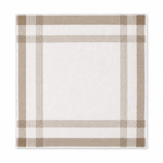 Witte zakdoek met beige rand en strepen.