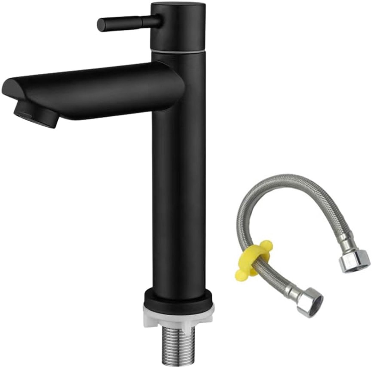 SnelShoppen - Zwarte Badkraan Koud Water Mengkraan - RVS 304 - Perfect voor Badkamer, Keuken, Gastentoilet - Design Tap voor Wastafel en Tuin