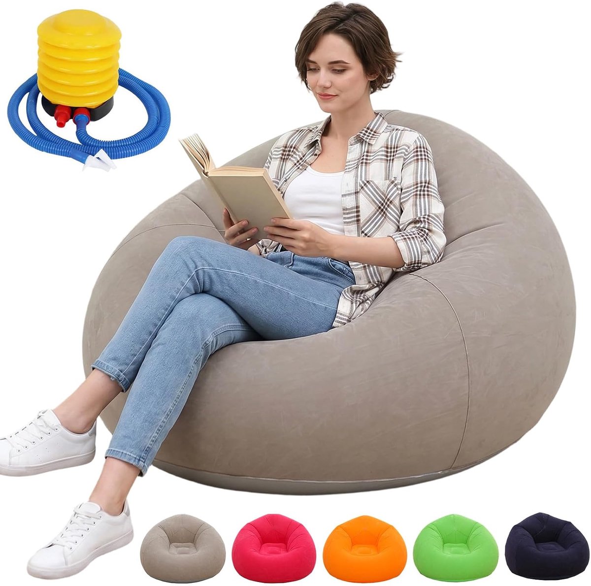 SnelShoppen - Inflatable Bean Bag Stoel - Ergonomische Opblaasbare Zitzak - Waterdichte Air Sofa - Gaming Stoel voor Binnen en Buiten - Camping, Stran