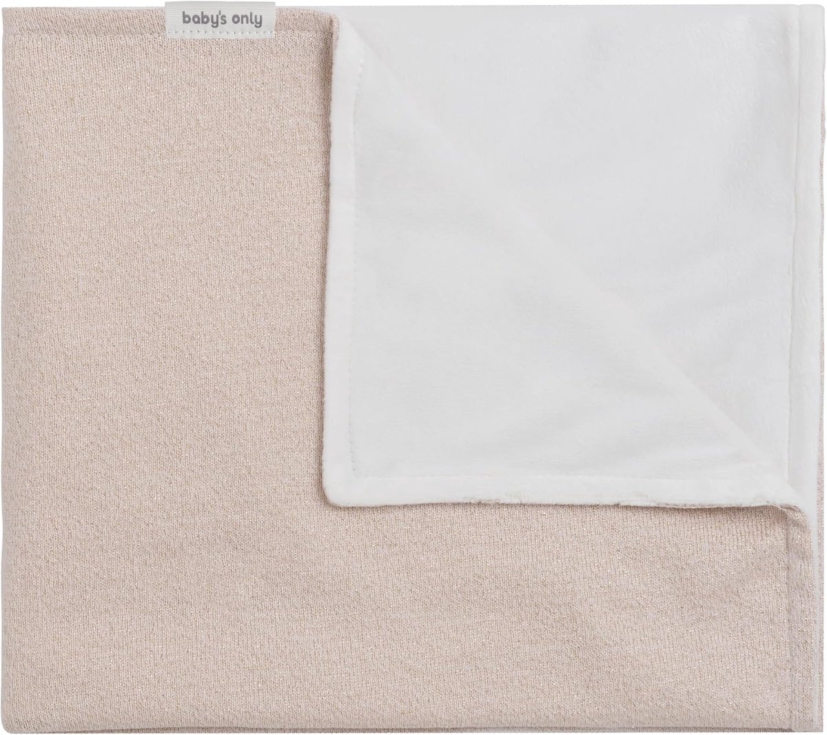 SnelShoppen - Knitted baby blanket Sparkle 70x95cm - Zacht en warm babydeken voor jongens en meisjes - Gouden-Ivory Melange met subtiele glitter - Per