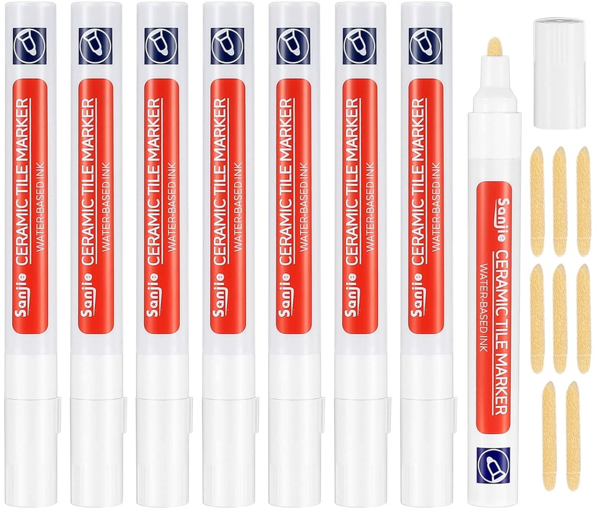 SnelShoppen - Grout Pen Wit - 8 Stuks Voordeelset - Voegen Reparatie Pen voor Tegels - Badkamer en Keuken - Makkelijk in Gebruik - Inclusief Vervangen