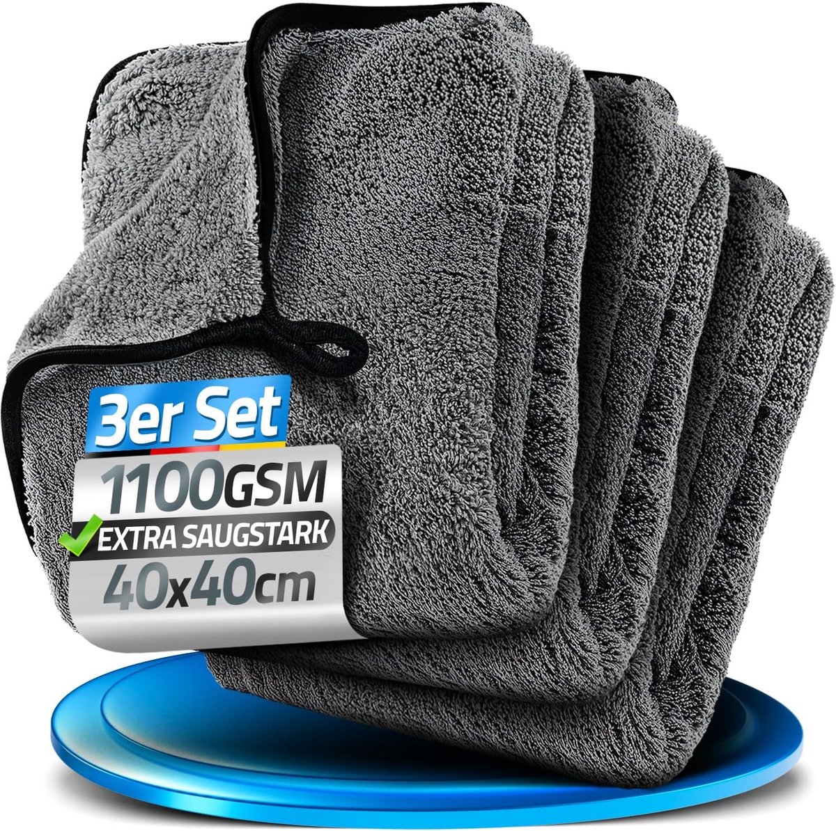 SnelShoppen - LOCO BIRD Microvezeldoeken Auto Droogdoek 1100 g/m² - 40 x 40 cm Absorberende Microvezeldoeken voor Autoverzorging - Set van 3 Raampoets
