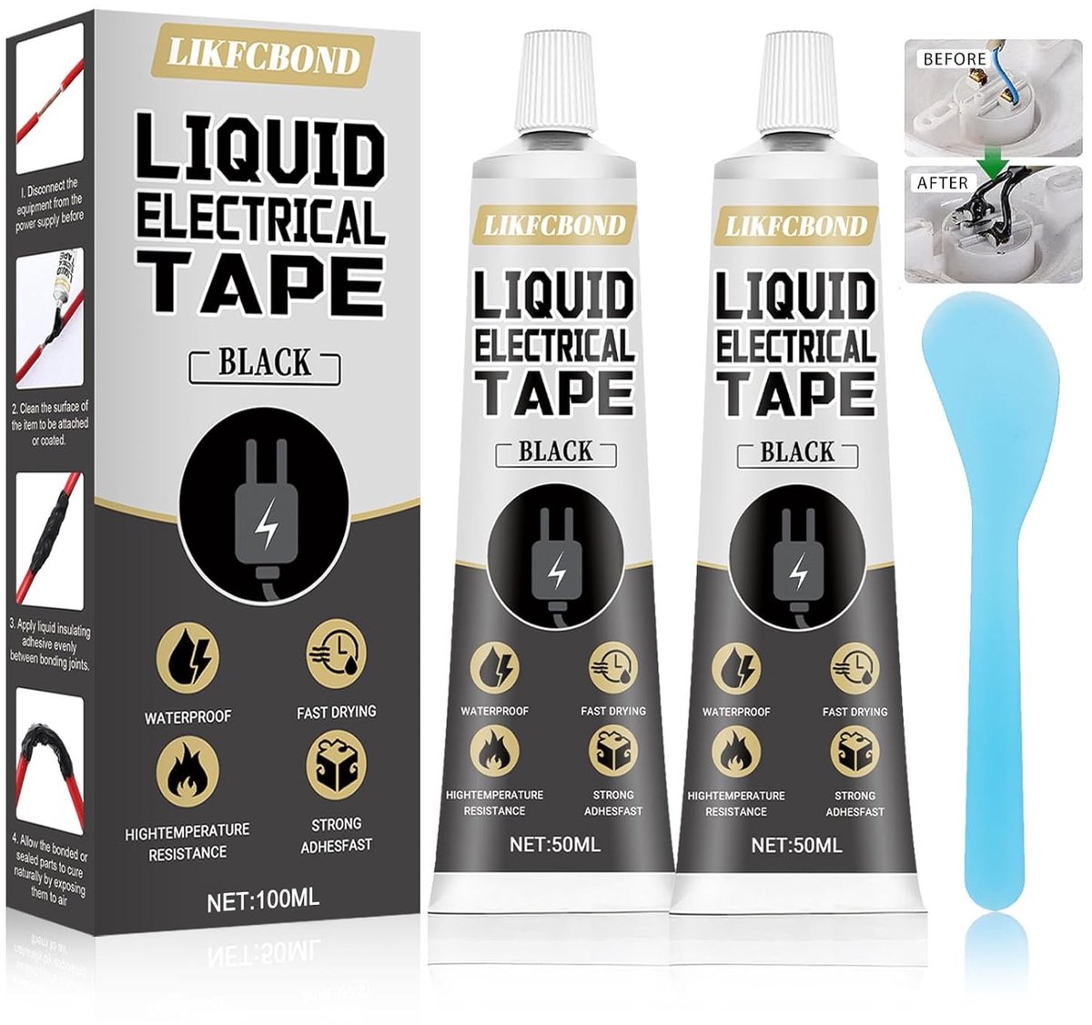 SnelShoppen - Liquid Insulation Adhesive 100ML - Extra Sterke Zwarte Kabel Isolatie Coating - Sneldrogend en Waterdicht - Geschikt voor Alle Cables en