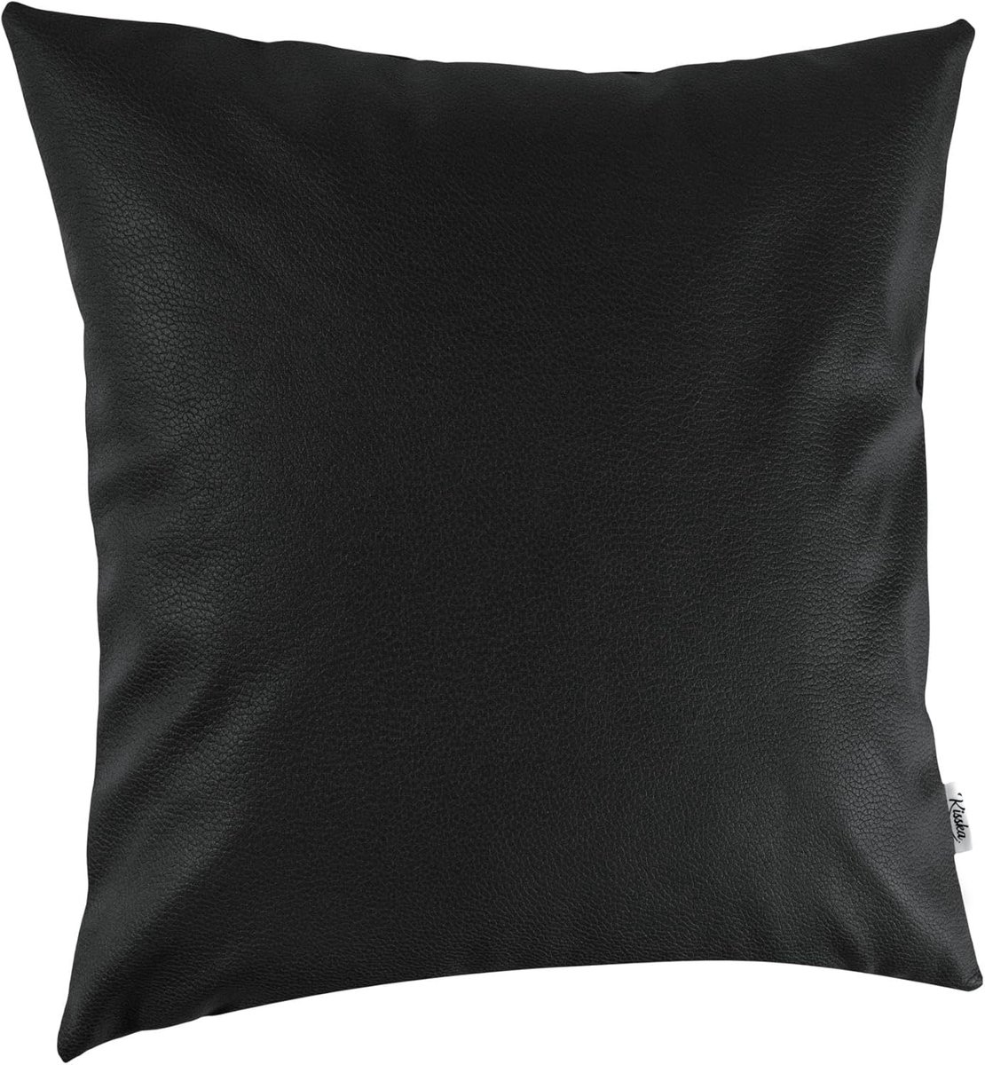 SnelShoppen - KUMO Zwarte Faux Leather Kussenhoes 50x50cm - Luxe Sofa Kussen - Duurzaam & Ondersteunend - Perfect voor Woonkamer, Slaapkamer, Feest