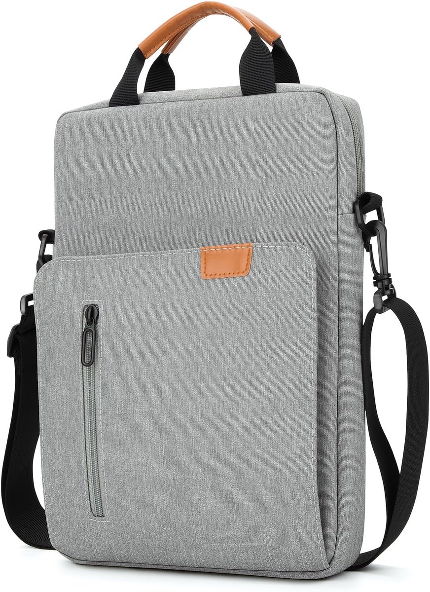SnelShoppen - Laptop Sleeve 14 Inch Met Schouderband voor 14" MacBook Pro, Waterdichte Polyester Computer Tas, Diep Grijs, Beschermende Laptop Draagta