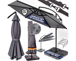 Casaria Tuinparasol 350 cm – met Gewichten & Beschermhoes – Antraciet UV80+