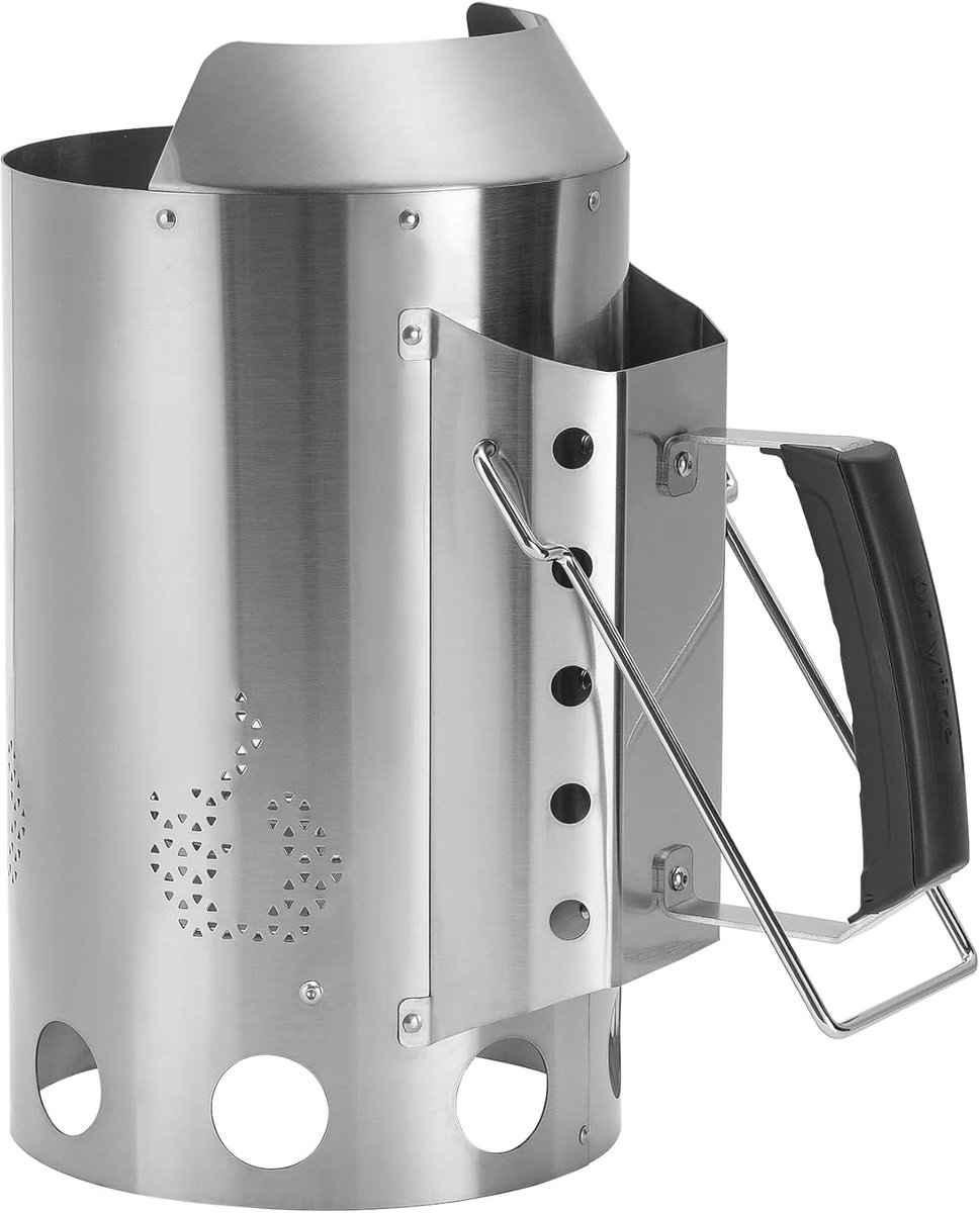 SnelShoppen - Barbecue Briquette Starter - Hoogwaardige RVS Grill Starter - Grote Ø 19cm Houtskool Starter voor Charcoal en Briquettes - Veilig en Eff