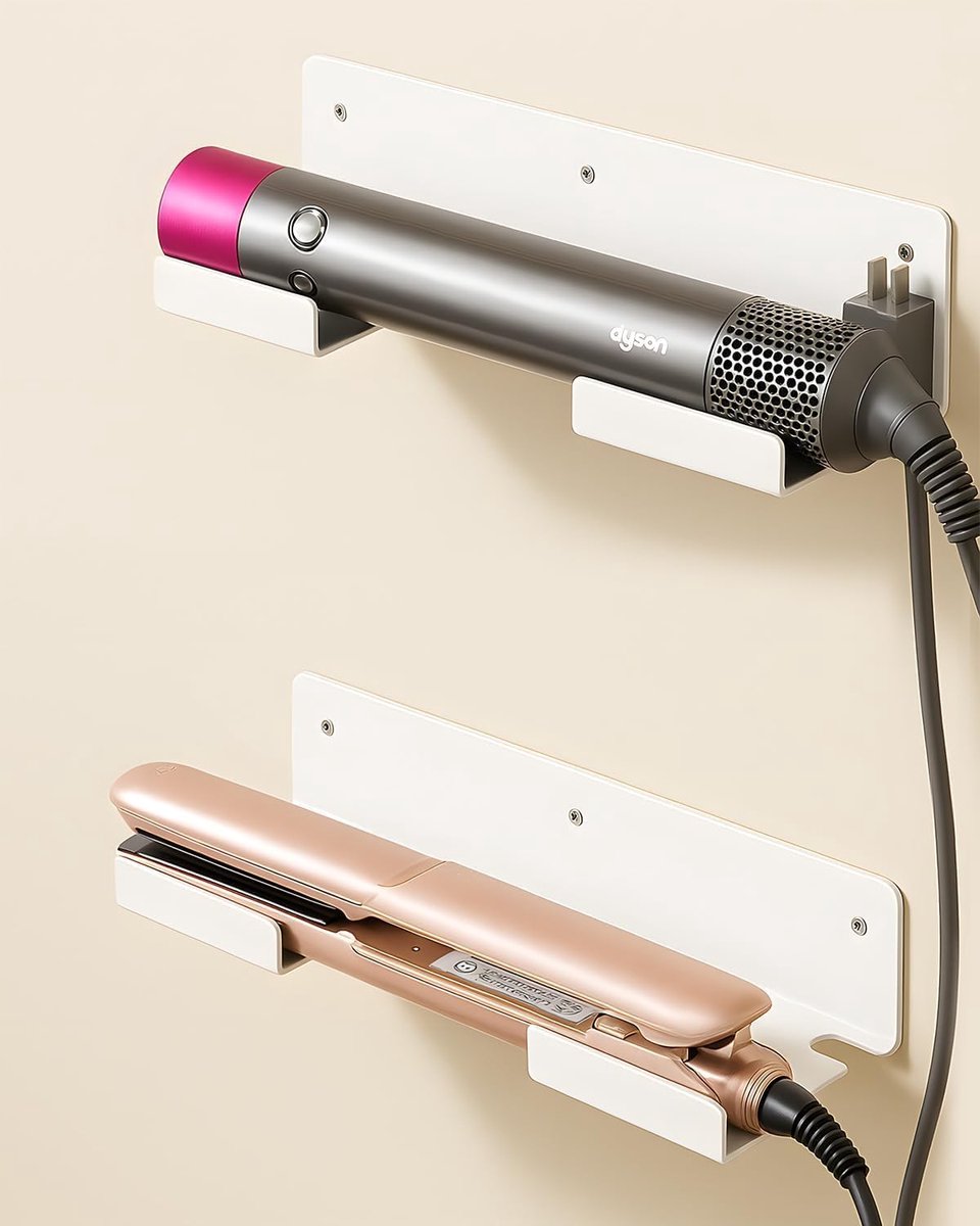 SnelShoppen - Hair Straightener Holder 2 Stuks - Wandhouder voor Airwrap en Shark FlexStyle - Aluminium Legering - Geen Boren - Badkamer Organizer