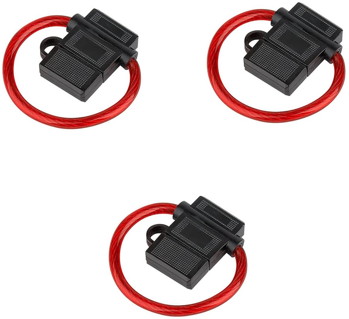 SnelShoppen - 3 x Set Car Fuse Holder ATC met 6 mm² Kabel 10 AWG 12 V 24 V Spatwaterdicht - Flat Fuse voor Auto Fuses - Extra Dikke Kabel voor Auto Ra