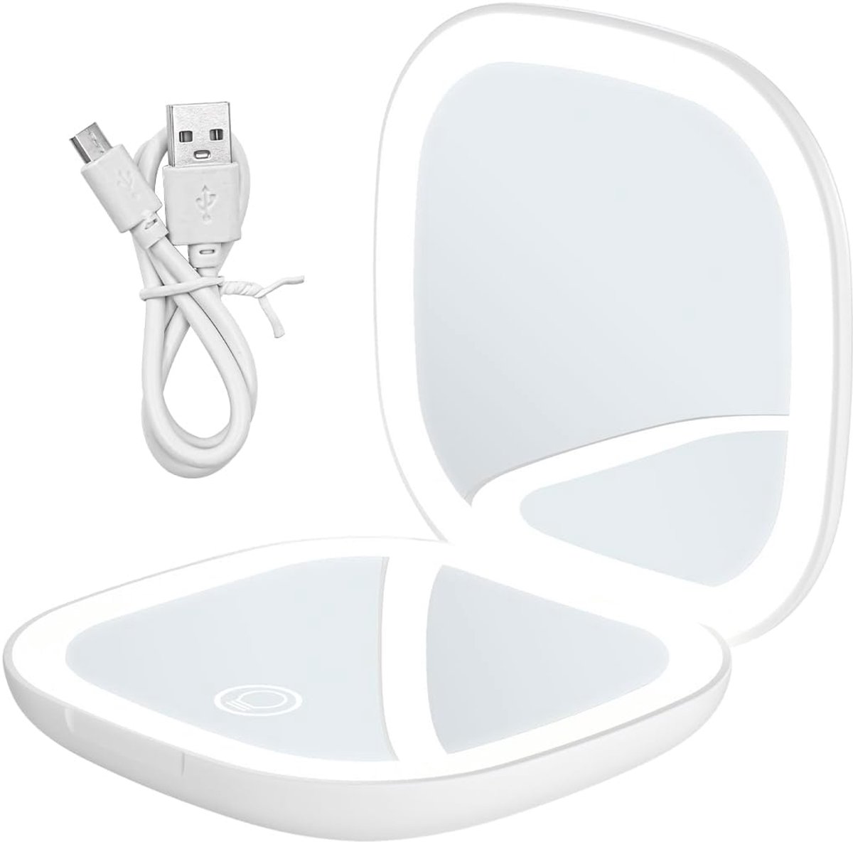 Thijox - Dimbare Make-upspiegel met Verlichting 1X/10X Vergroting, Dubbelzijdige Compacte LED Reismake-upspiegel, USB-oplaadbaar, Ideaal voor Thuis en