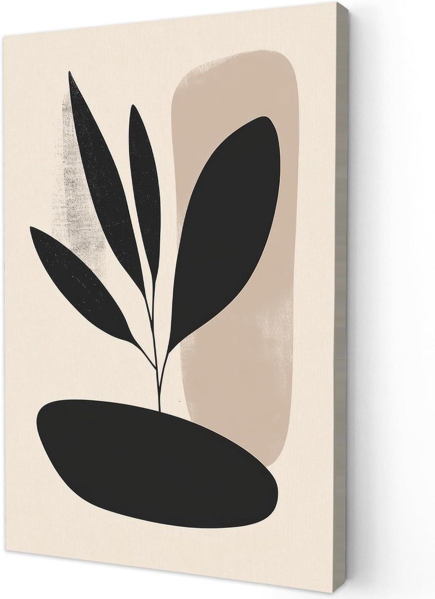 Canvas Schilderij - Wanddecoratie Muurkunst - Kamer Aankleden - Klaar om op te hangen - 20x30 cm - Plant Beige