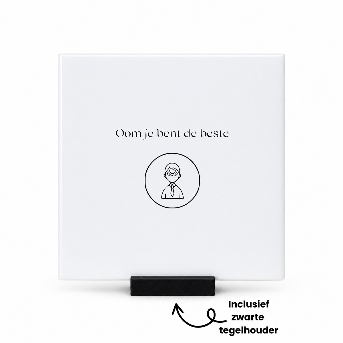 Hacebo Oom je bent de beste tegeltje met tegelhouder - Oom - beste oom ever - tegeltjes met tekst - Oom cadeau - Cadeau oom - Familie cadeau - Bedankje - Bedank cadeau - Familie kado - spreuktegels - 10.8x10.8 CM Wit