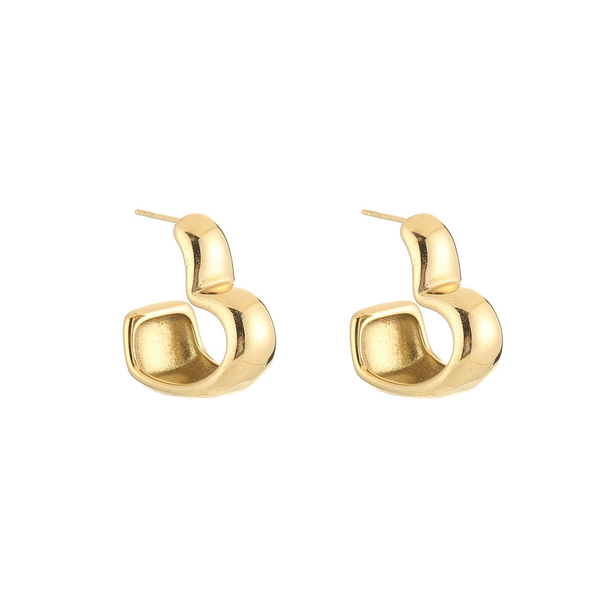 Stainless Steel Hart Oorringen – Romantische & Trendy Chunky Oorbellen - RVS - Goud