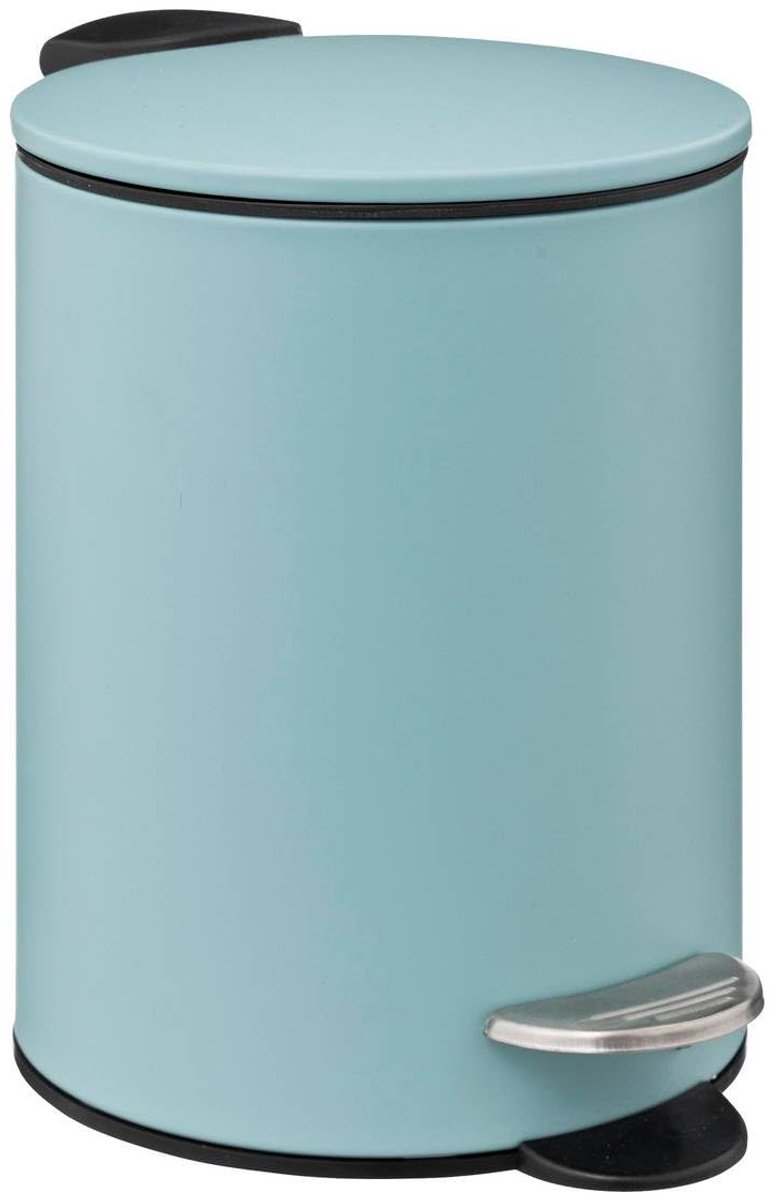 SnelShoppen - Five Metalen Afvalbak Badkamer 3L Blauw - Pedalafvalbak Met Stille Sluiting, Verwijderbare Emmer, Compact formaat voor Thuis of Camping