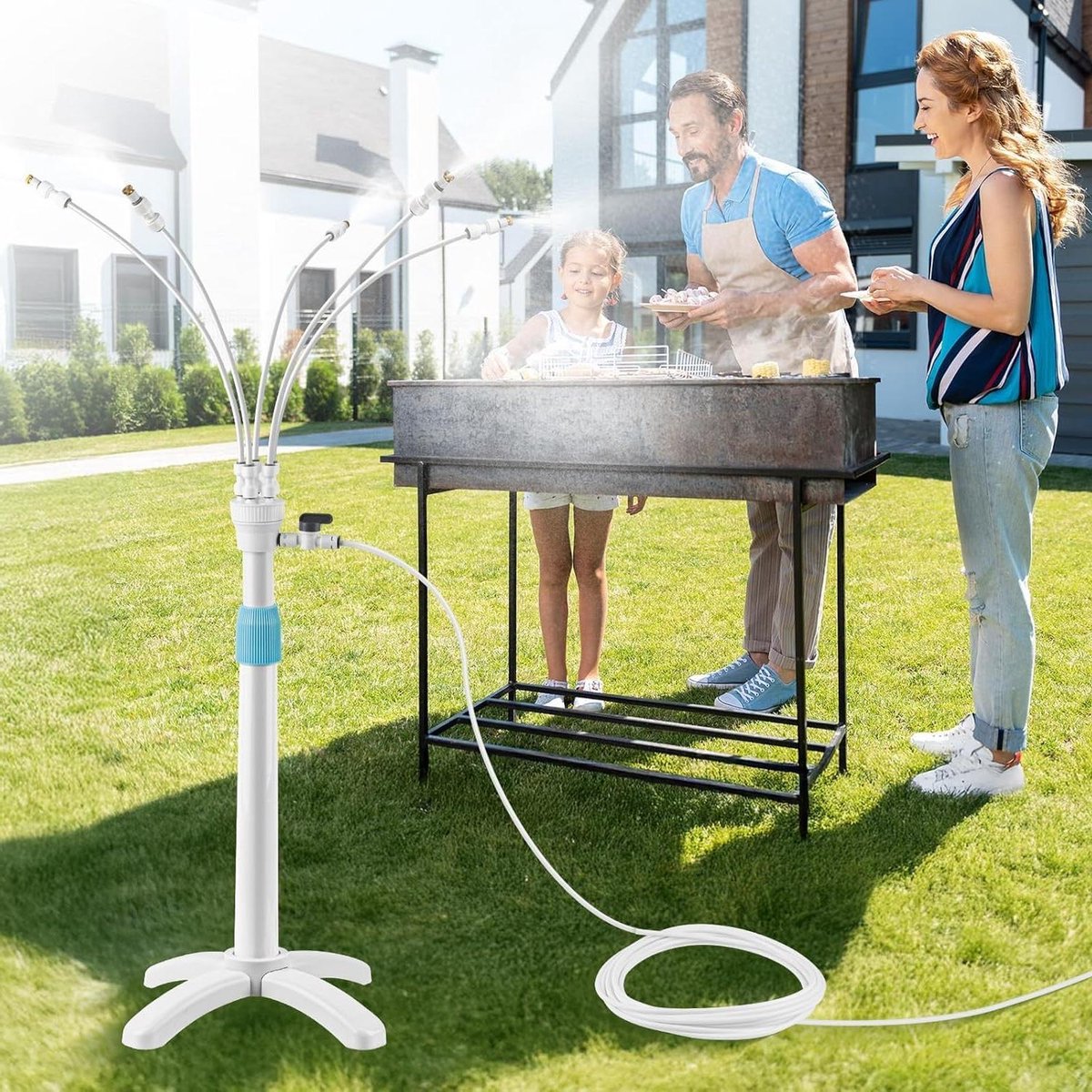 Staand mistsysteem - Buitenkoeler - Terras verkoelen - In hoogte verstelbaar - Tot 116 cm - Zwart