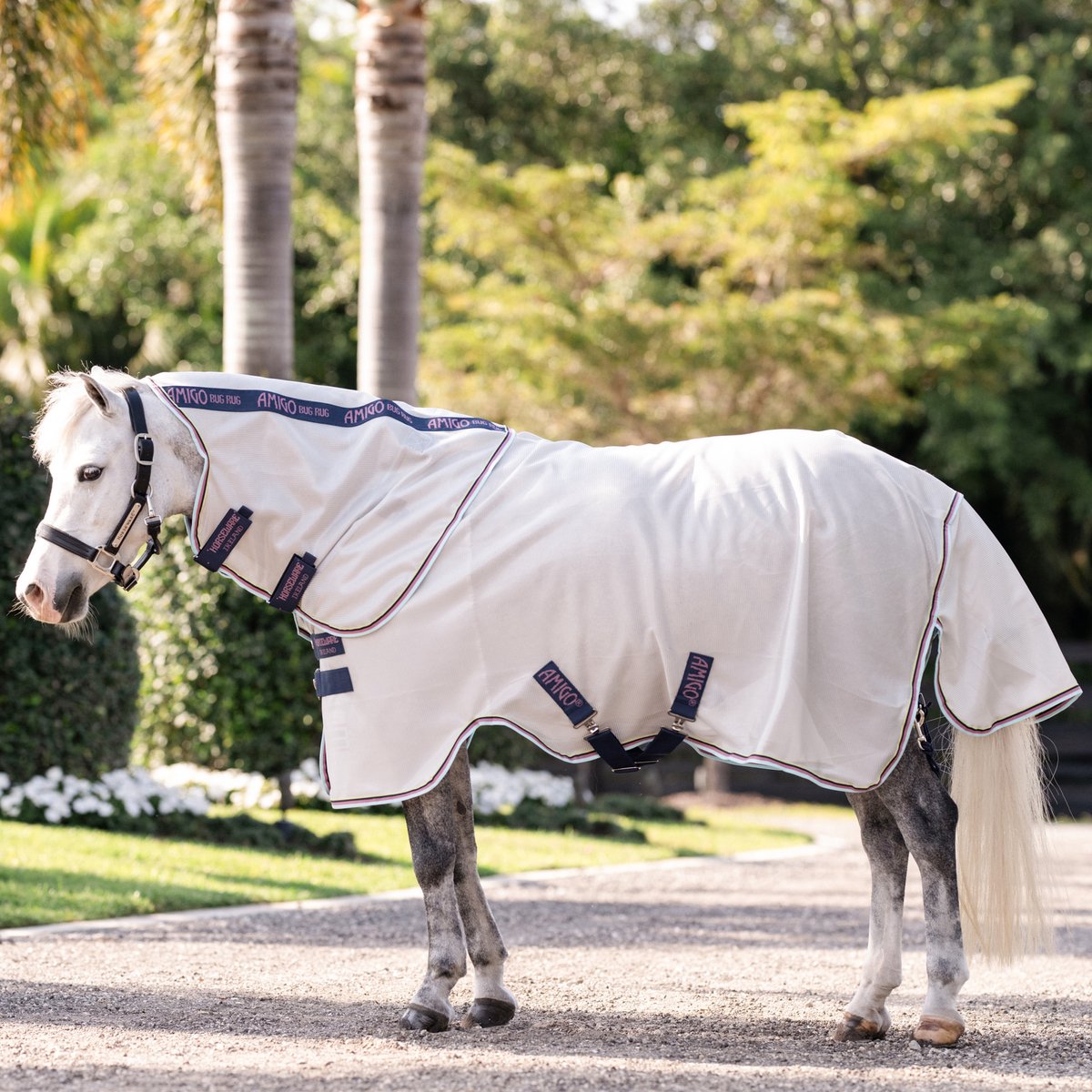 Amigo Bug Rug Plus Pony Vliegendeken Zilver/Limoen, Marineblauw, Roze & Blauw 45" (3'9" - 75 / 114)