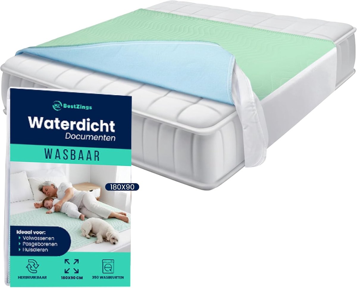 SnelShoppen - Coats voor volwassenen - Wasbare baby pads - Matrasbeschermer 180x200 - Bedbeschermer - Pee-Stop - Herbruikbare onderleggers met vleugel