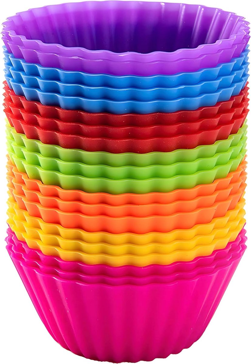 SnelShoppen - Set van 20 Herbruikbare Muffin Mallen van Hoogwaardige Silicone, BPA Vrij, 7 Kleuren, Flexibele Bakvormen voor Cupcakes en Muffins, Perf