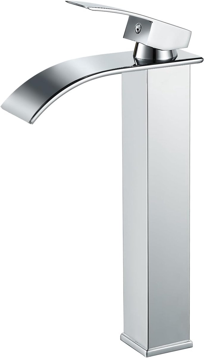SnelShoppen - Hoogwaardige kraan badkamer waterval wastafelarmatuur | Moderne eengreepsmengkraan met uitloop hoogte 232 mm | Chroom afwerking voor opz