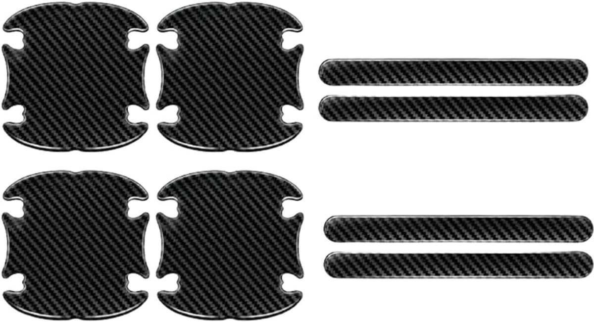 SnelShoppen - Pack van 4 Auto Deurgreep Beschermfolie, 4 Stuks Zelfklevende Films, Krasbestendig, Carbon Fiber voor Deurgrepen, Zwart, Voorkom Wrijvin