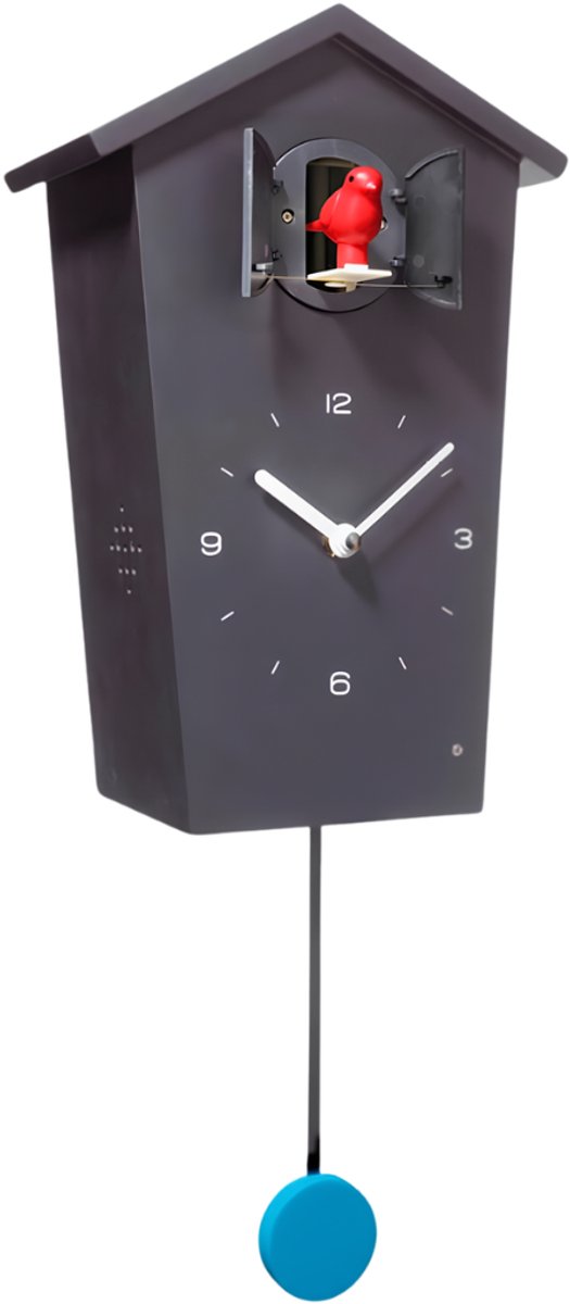 KAD® Koekoeksklok Modern - Koekkoeksklok - Koekoeksklokken – Wandklok - Cuckoo Klok - Zwart - 9cm x 12cm x 17cm