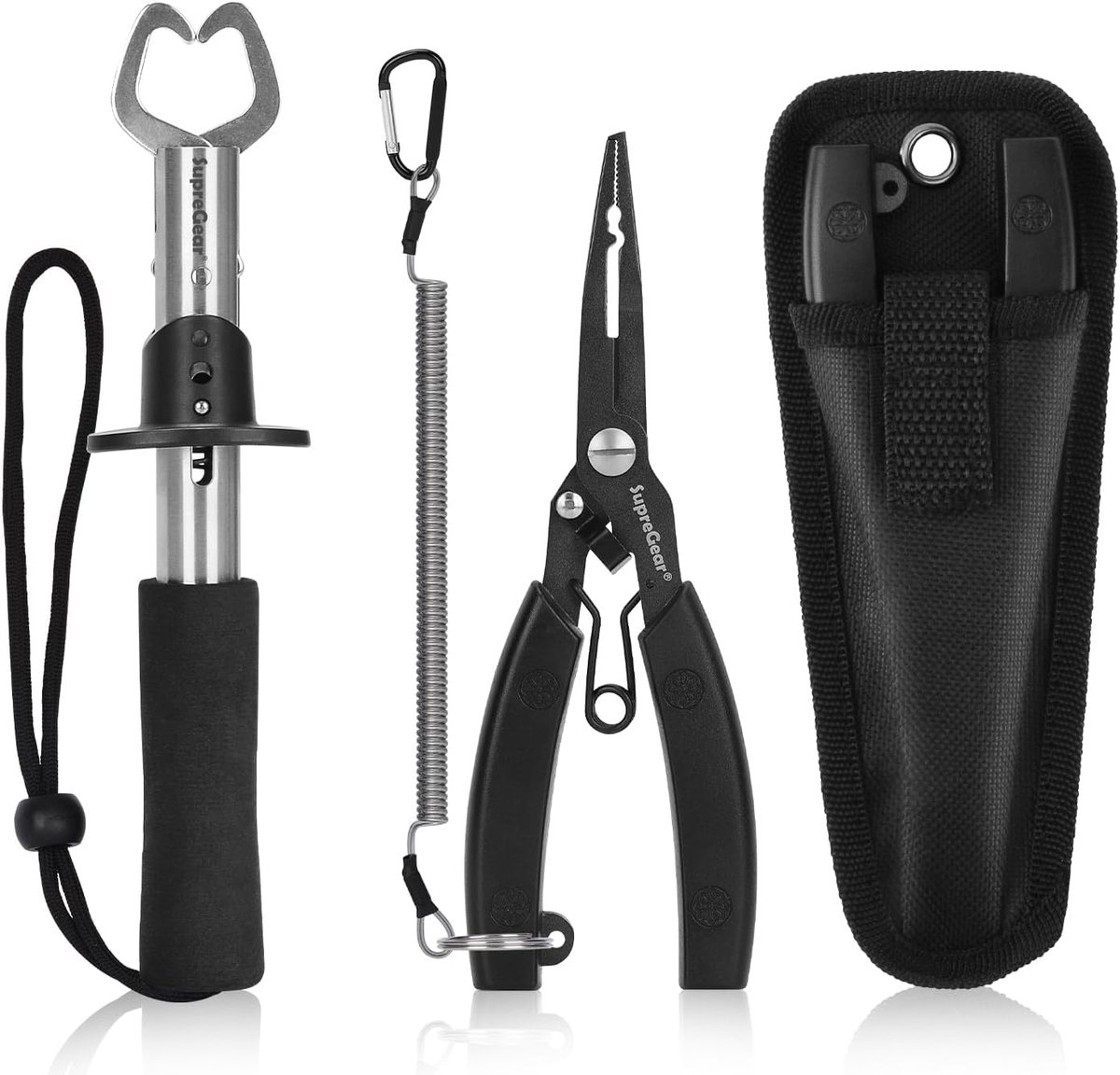 SnelShoppen - Fishing Rod Set - Multifunctionele Vissersset met Roestvrijstalen Haakverwijderaar, Viscutter, Beschermhoes en Coiled Lanyard voor Veili