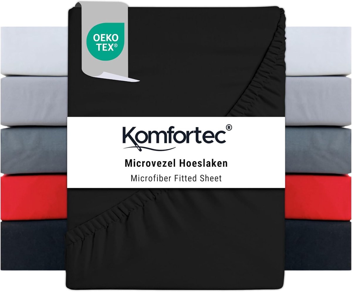 SnelShoppen - Fitted Sheet 90x200 cm - Geschikt voor Matras tot 30 cm Hoog - Ronde Elastiek - Zwart - 100% Geborsteld Katoen - Ideaal voor Bedden en L