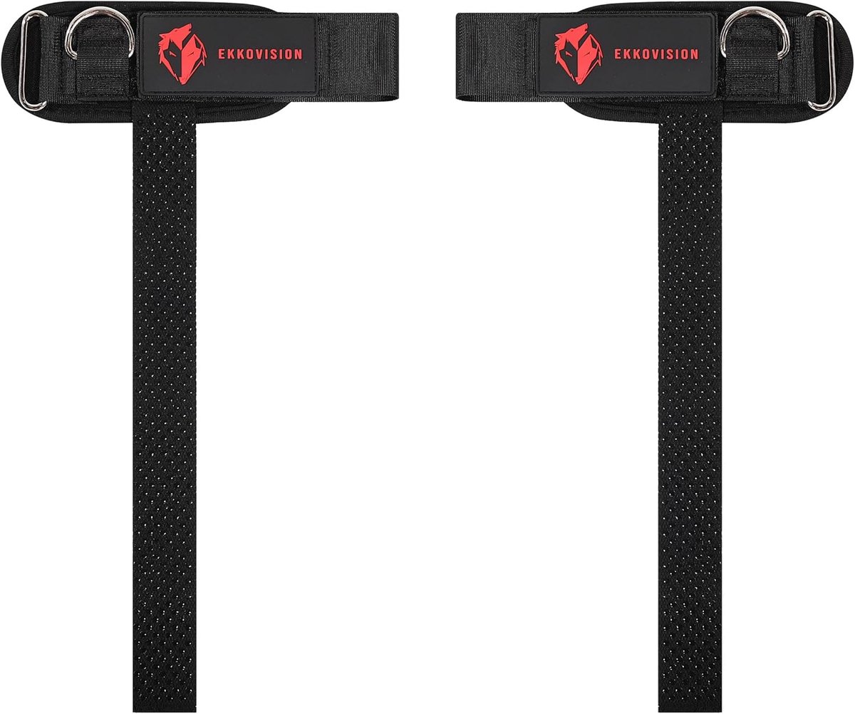 SnelShoppen - Gewichtheffen Straps met D-Ring, Verbeterde Grip, Zwart Nylon, Verstelbare Cuffed Gewichtliftbanden voor Gym Training, Krachttraining
