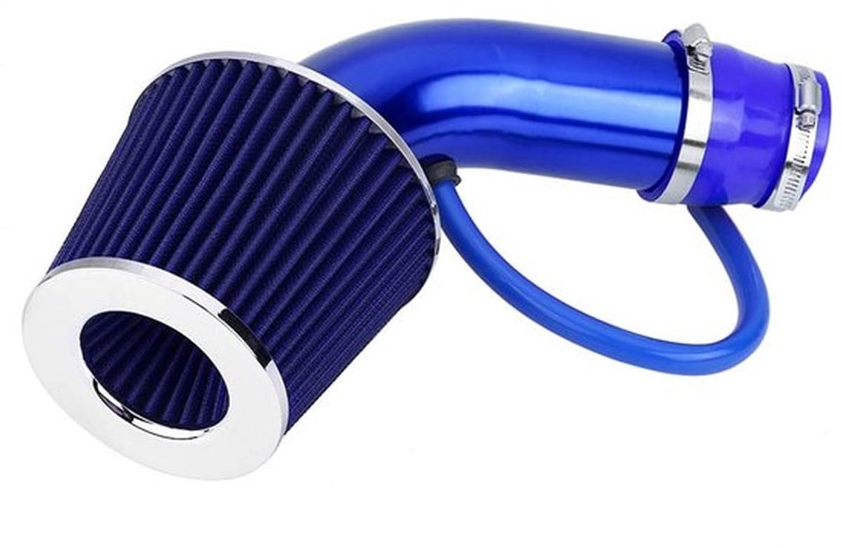 Auto-aanzuigfilter voor koude lucht, 76 mm, 3 inch koude-luchtaanzuigslang, universeel sportluchtfilter, aluminium inductieslangkit, blauw