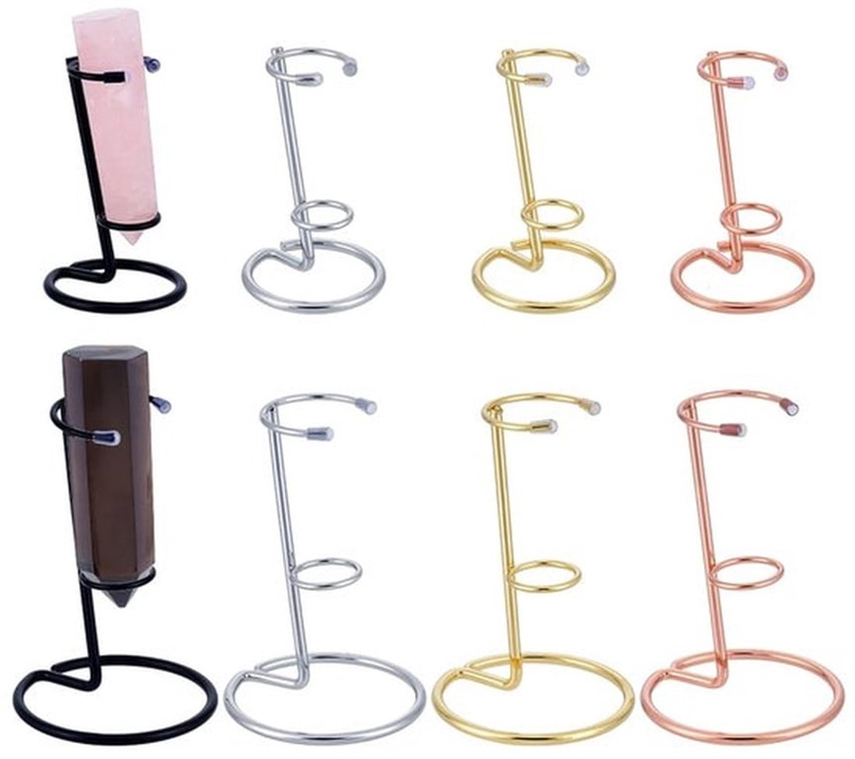 stuks 8 stijlen kristallen wand displaystandaard, ijzeren armen displaystandaard display ezel houder voor kleine edelstenen kristal mineraal agaat, binnendiameter: 2-4 cm