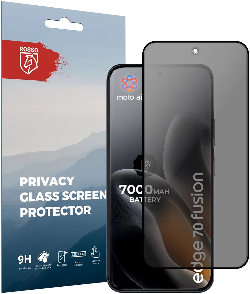 Rosso Privacy Screen Protector Geschikt voor Motorola Edge 70 Fusion - 9H Gehard Glas - Case Friendly Tempered Glass - Eenvoudige Installatie