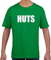 HUTS tekst t-shirt groen kids S (122-128)