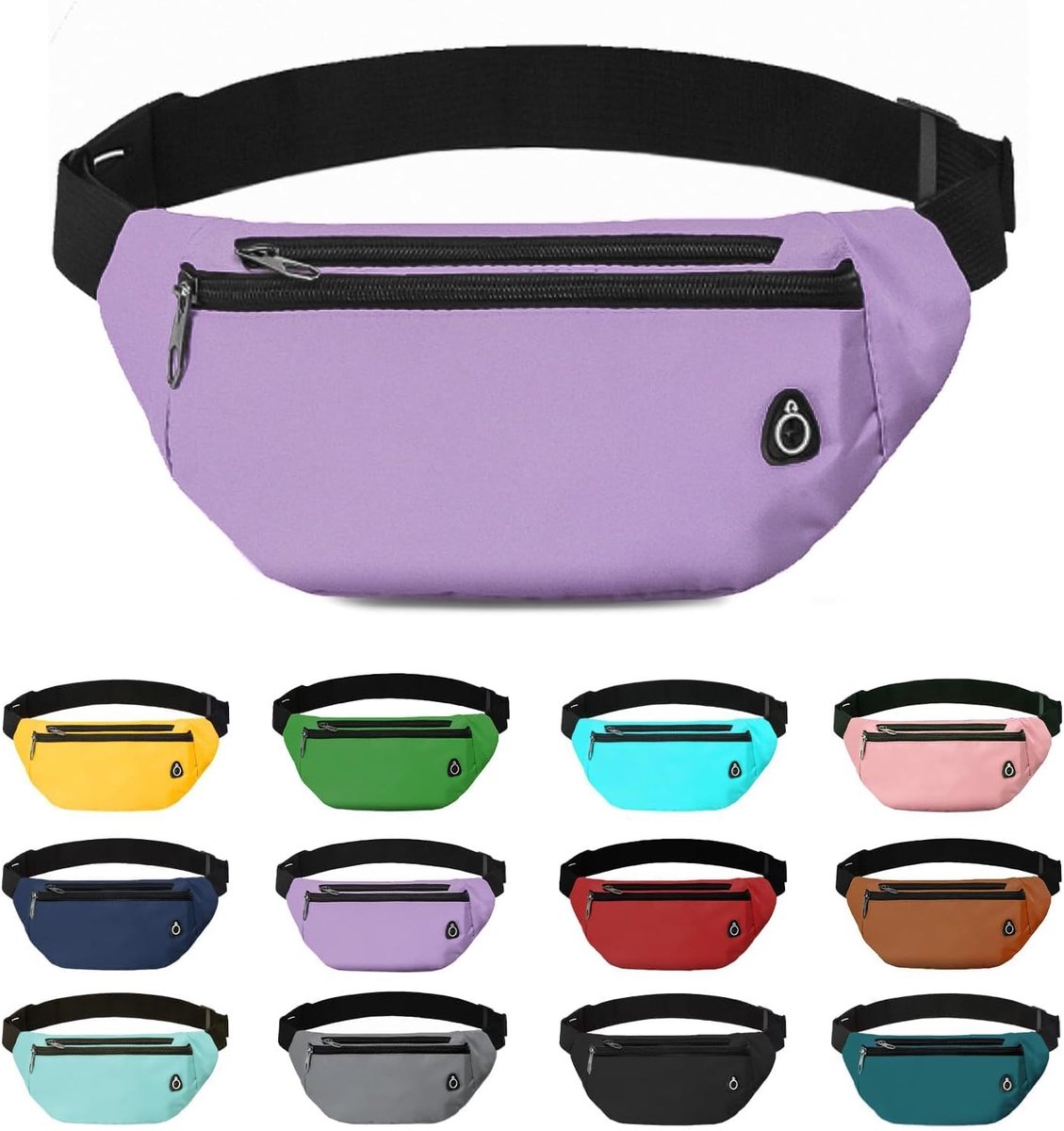 SnelShoppen - Unisex Heupzak - Functionele Bum Bag voor Mannen en Vrouwen - Perfect voor Sport, Reizen, Fietsen en Hardlopen - Paars met Opbergcapacit
