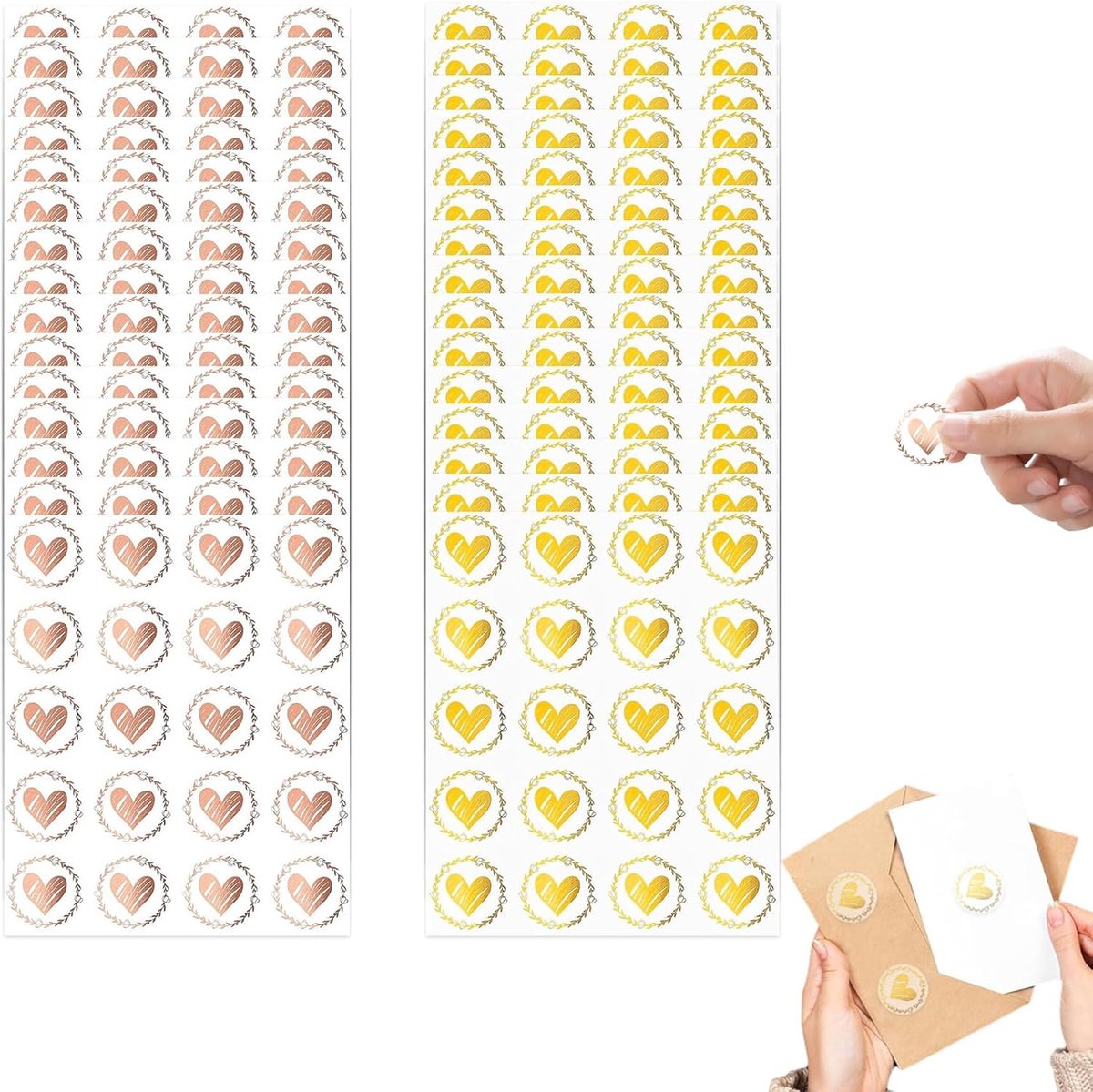 SnelShoppen - Envelopstickers Hartvorm Transparant, 600 Stuks, 3,5 cm | Zelfklevend Sluitzegels voor Envelop, Ansichtkaart, Uitnodiging, Wenskaart, Br